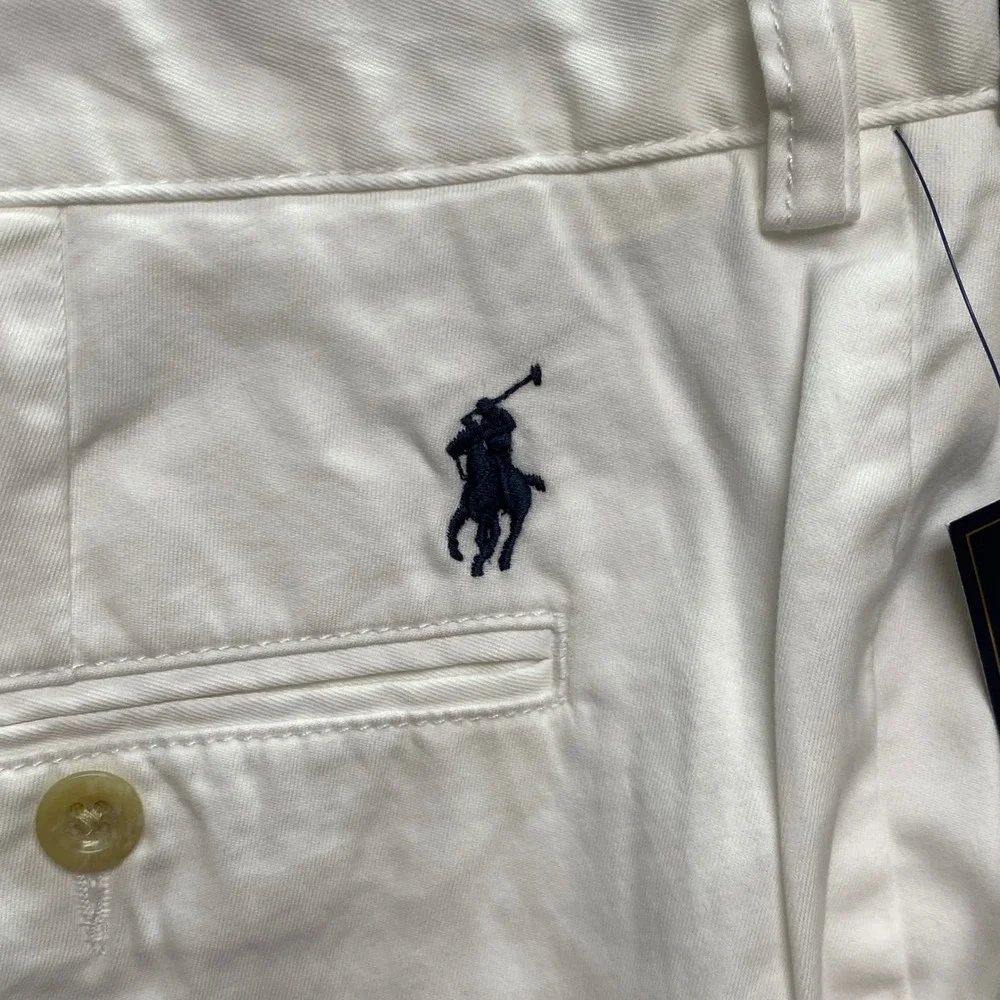 Polo Ralph Lauren Mens White Chino Shorts Cotton Twill Flat Front Size 42NWT‎